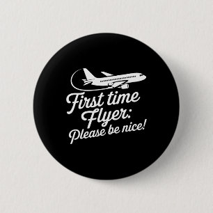 Badge Rond 5 Cm Première vol en avion en famille Enfants premier v