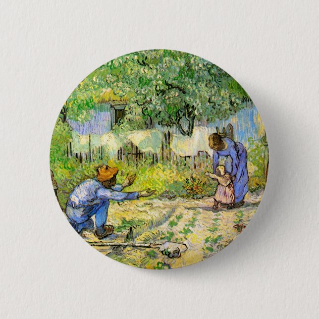 Badge Rond 5 Cm Premiers pas (après Millet) Van Gogh Fine Art (Devant)