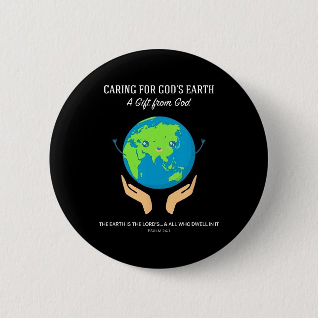 Badge Rond 5 Cm Prendre soin de la Terre de Dieu - Christian Creat (Devant)