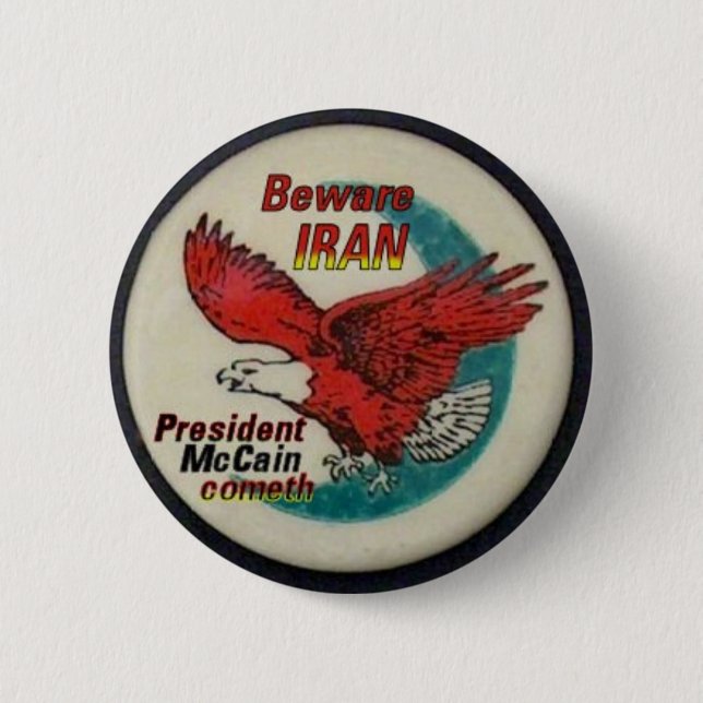 Badge Rond 5 Cm Prenez garde du bouton de l'Iran (Devant)