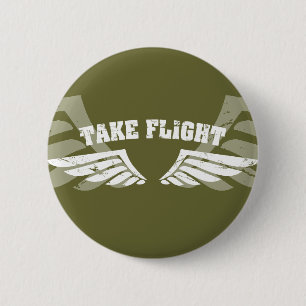 Badge Rond 5 Cm Prenez les ailes d'aviation de vol