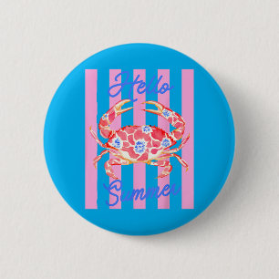 Badge Rond 5 Cm Préparatifs Bonjour Été Tendance crabe Côté mer
