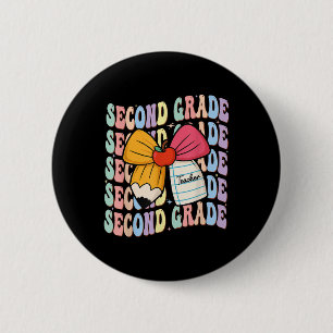 Badge Rond 5 Cm Préparation au crayon Coquette Arc Retour à l'écol