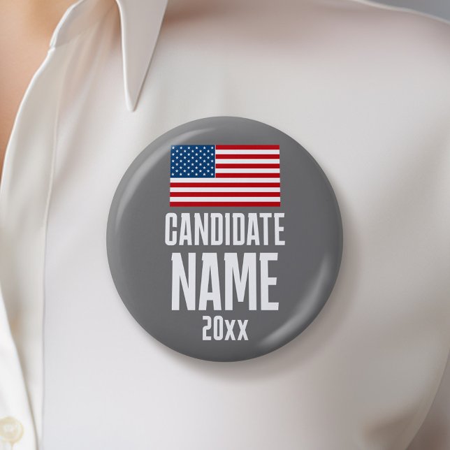 Badge Rond 5 Cm Preppy American Flag Red White Custom Campaign (Custom Campaign Button - Great Rally button for the Next Election)
