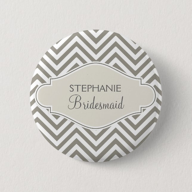 Badge Rond 5 Cm Preppy Chevron Stripe Modern Monogramme Nom (Devant)
