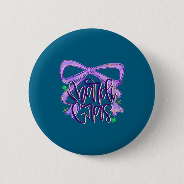 Badge Rond 5 Cm Preppy Fat Tuesday Mardi Gras Coquette Bow Women G (Devant)