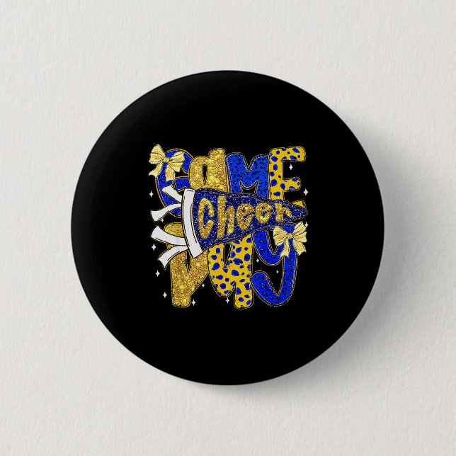 Badge Rond 5 Cm Preppy Game Day Football Mom Pennant Flag Cheer Bl (Devant)