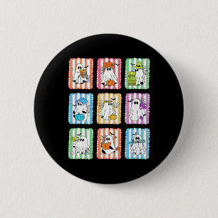 Badge Rond 5 Cm Preppy Ghost Lecture Livres Enseignant Halloween L