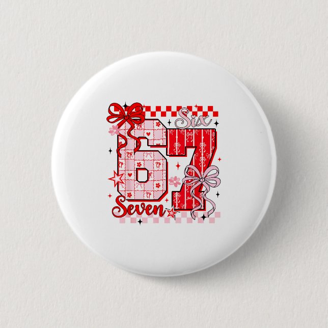 Badge Rond 5 Cm Preppy Nk Valentine 67 Six Seven Meme Valentines D (Devant)