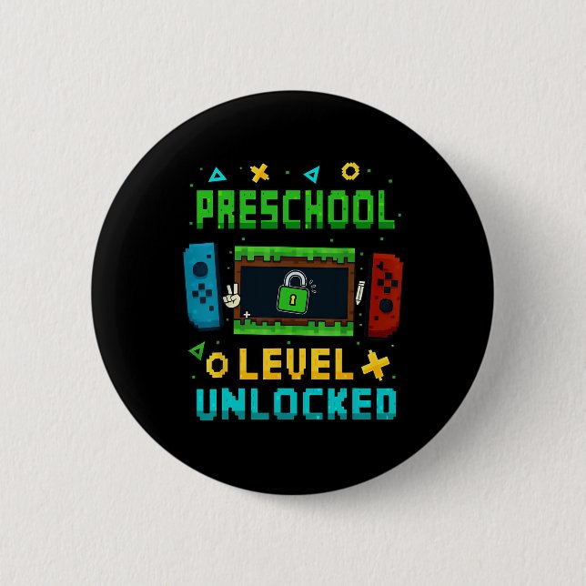 Badge Rond 5 Cm Preschool Level Unlocked Ck To School Pixel Art Ga (Devant)