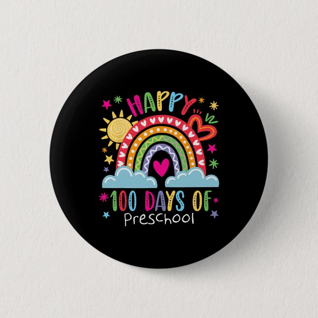 Badge Rond 5 Cm Preschool Teacher Girls Kids Rainbow 100 Days Of S (Devant)
