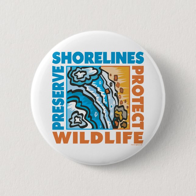 Badge Rond 5 Cm Préserver les rivages - Protéger Wildife (Devant)