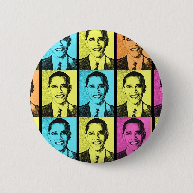 BADGE ROND 5 CM PRÉSIDENT BARACK OBAMA. (Devant)