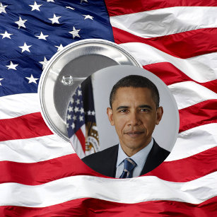 Badge Rond 5 Cm President Barack Obama 1st Term Official Portrait