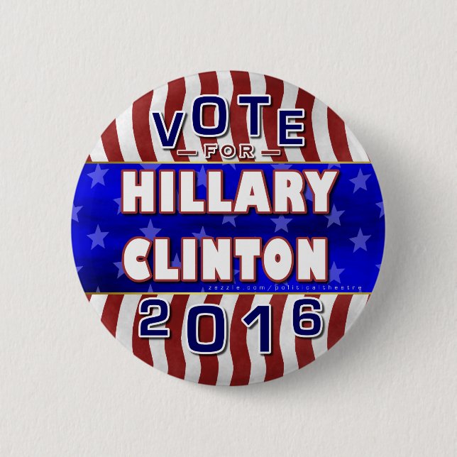 Badge Rond 5 Cm Président de Hillary Clinton élection 2016 (Devant)