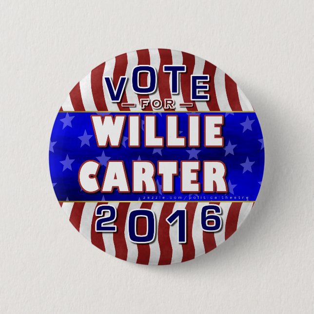 Badge Rond 5 Cm Président de Willie Carter élection 2016 Démocrate (Devant)