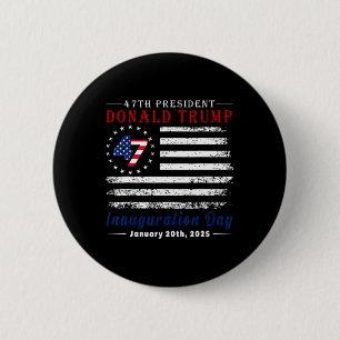 Badge Rond 5 Cm Président Donald Trump Jour d'investiture 2025 Vin