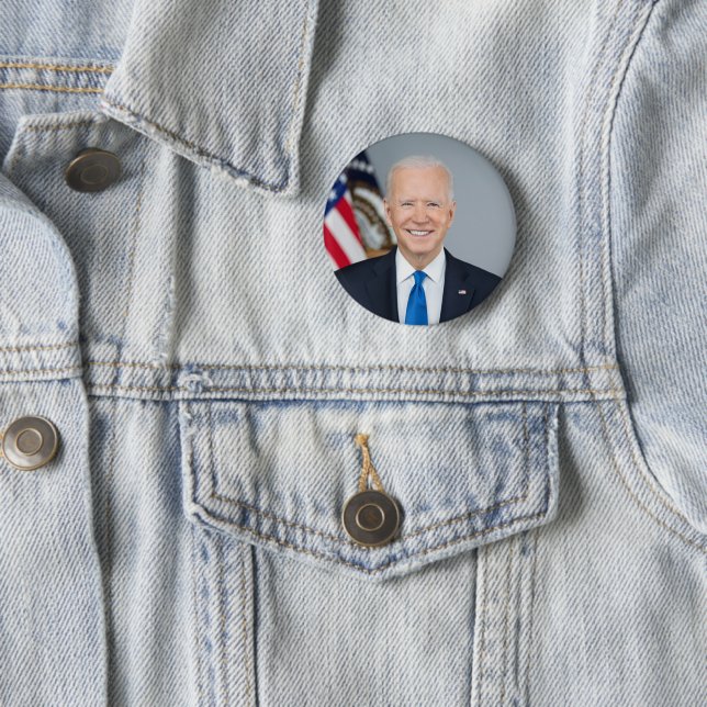 Badge Rond 5 Cm Président Joe Biden Portrait Officiel 2021 (En situation)