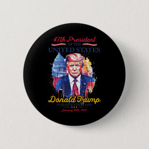 Badge Rond 5 Cm Président Trump États-Unis Jour d'investiture 2025