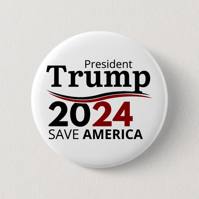 Badge Rond 5 Cm Président Trump _ Sauvez l'Amérique, Élection 2024 (Devant)