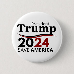 Badge Rond 5 Cm Président Trump _ Sauvez l'Amérique, Élection 2024