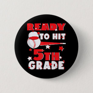 Badge Rond 5 Cm Prêt À Atteindre Les Enfants De Baseball De 5E Ann
