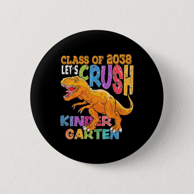 Badge Rond 5 Cm Prêt à écraser la maternelle 2038 Dinosaur Ck à l' (Devant)