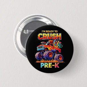 Badge Rond 5 Cm Prêt à écraser le camion monstre pré-maternelle re