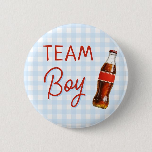Badge Rond 5 Cm Prêt À Pop Baby shower Team Boy (Devant)