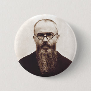 Badge Rond 5 Cm Prêtre catholique polonais Saint Maximilian Kolbe