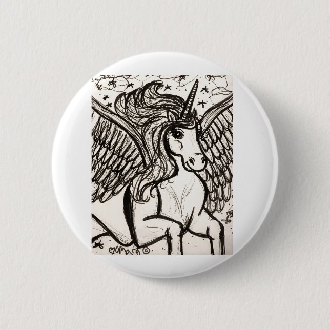 Badge Rond 5 Cm Pretty Pegacorn en vol (Devant)