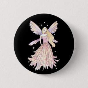 Badge Rond 5 Cm Pretty Pink Fairy Pin par Molly Harrison