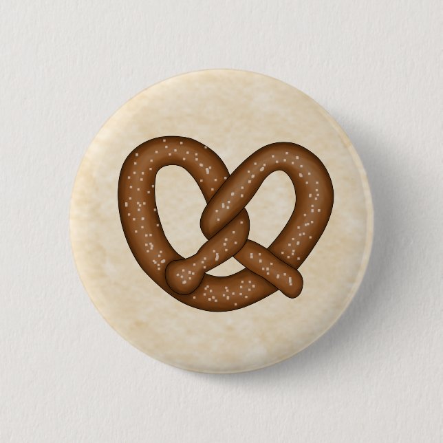 Badge Rond 5 Cm Pretzel avec Bouton Bkgd Beige (Devant)