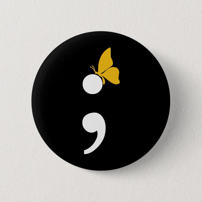 Badge Rond 5 Cm Prévention de la dépression Papillon Point-virgule (Devant)