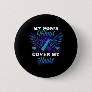 Badge Rond 5 Cm Prévention du suicide Couvrant mon cœur Ailes de m