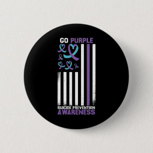 Badge Rond 5 Cm Prévention du suicide drapeau américain Sensibilis