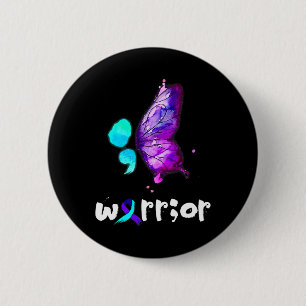 Badge Rond 5 Cm Prévention du suicide par l'aquarelle de papillon