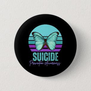 Badge Rond 5 Cm Prévention du suicide Sensibilisation Sarcelle Et