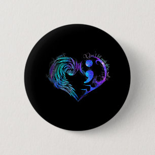 Badge Rond 5 Cm Prévention du suicide Sensibilisation Turquoise Pu