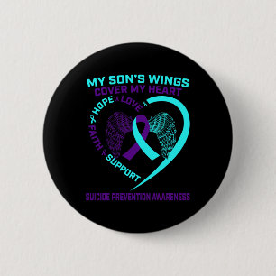 Badge Rond 5 Cm Prévention du suicide turquoise et pourri Fils H
