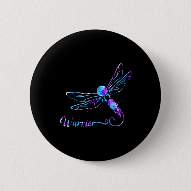 Badge Rond 5 Cm Prévention turquoise du suicide des libellules de  (Devant)