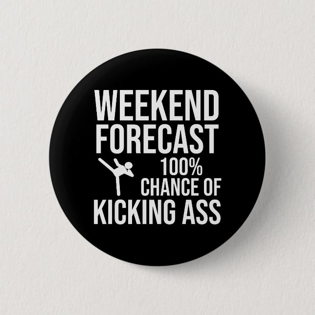 Badge Rond 5 Cm Prévisions de week-end - 100% de chances de déchir (Devant)