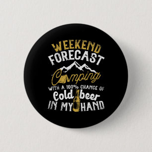 Badge Rond 5 Cm Prévisions de week-end Camping avec possibilité de