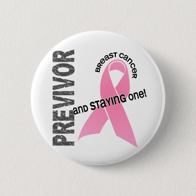 Badge Rond 5 Cm Previvor 1 cancer du sein (Devant)