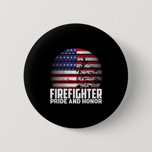 Badge Rond 5 Cm Pride And Honor Fireman Gift Proud Firefighter Quo (Devant)