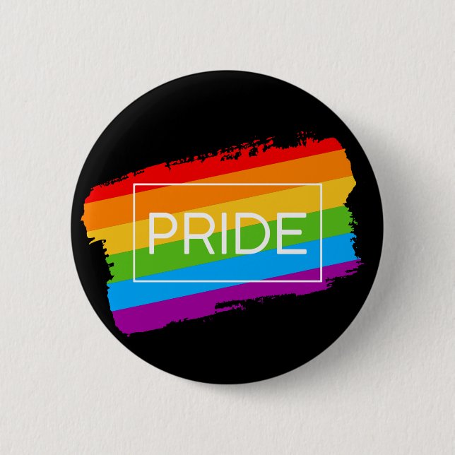 Badge Rond 5 Cm Pride Brushstroke Rainbow (Devant)