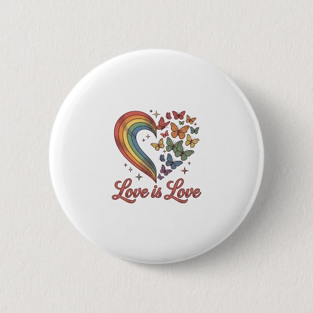 Badge Rond 5 Cm Pride Papillon Cœur L'amour Est L'amour Conception (Devant)