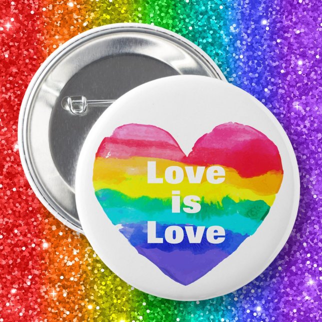 Badge Rond 5 Cm Pride Rainbow Love is Love Heart White (Créateur téléchargé)