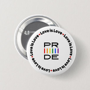Badge Rond 5 Cm Pride Rainbow Text avec amour est amour