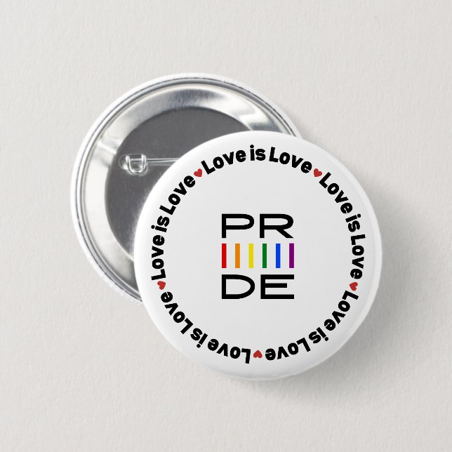 Badge Rond 5 Cm Pride Rainbow Text avec amour est amour (Devant & derrière)